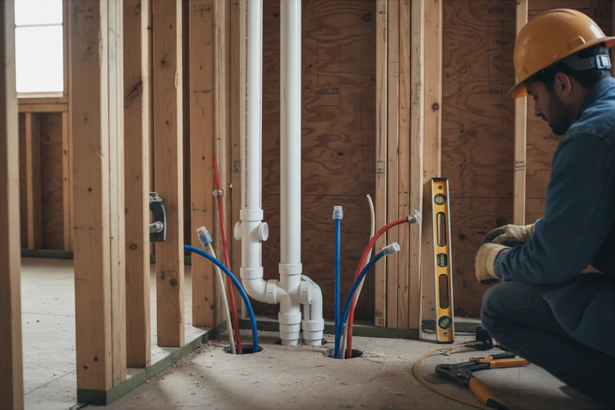 Drain and supply rough-in during Sump Pump Repair in Southgate