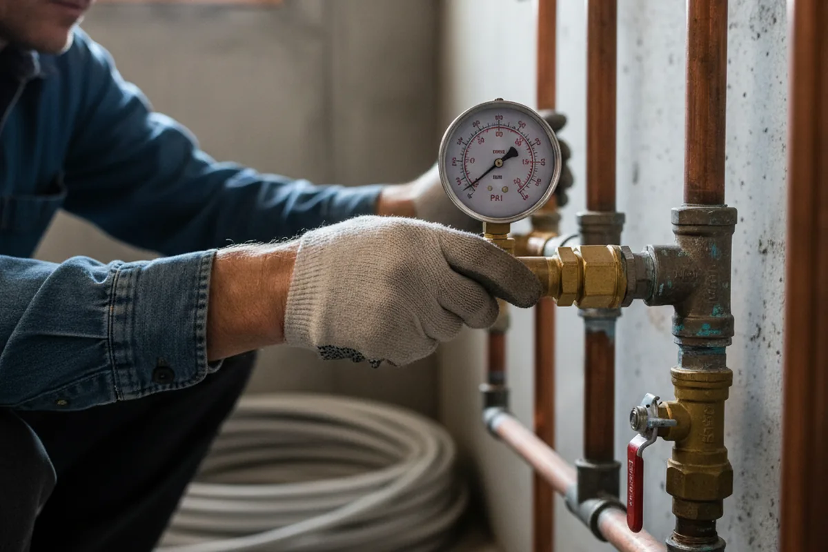 Pressure testing a repaired line during Water Line Repair in Southgate